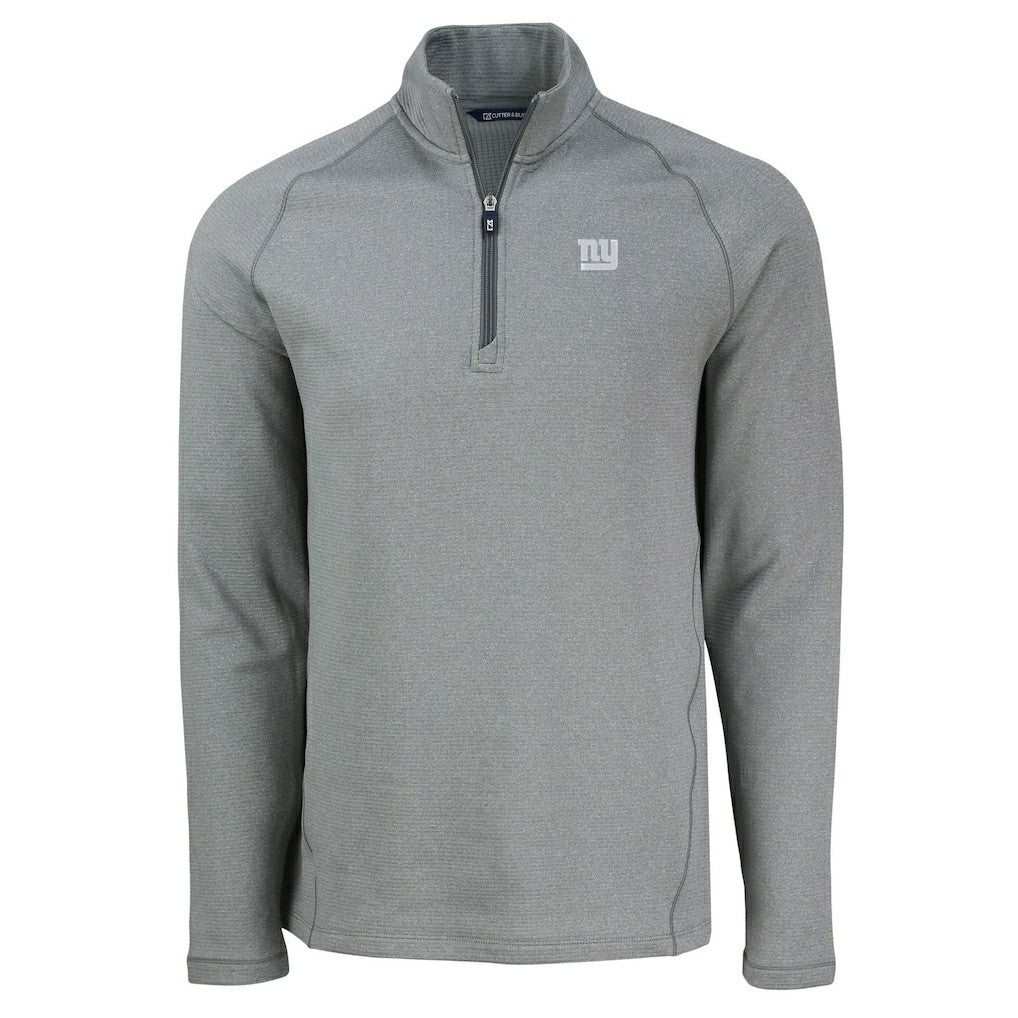 New York Giants Cutter & Buck Peshastin Eco Fleece Tri-Blend Raglan Recycled Quarter-Zip Jacket Heather Gray