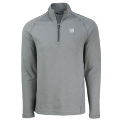 New York Giants Cutter & Buck Peshastin Eco Fleece Tri-Blend Raglan Recycled Quarter-Zip Jacket Heather Gray