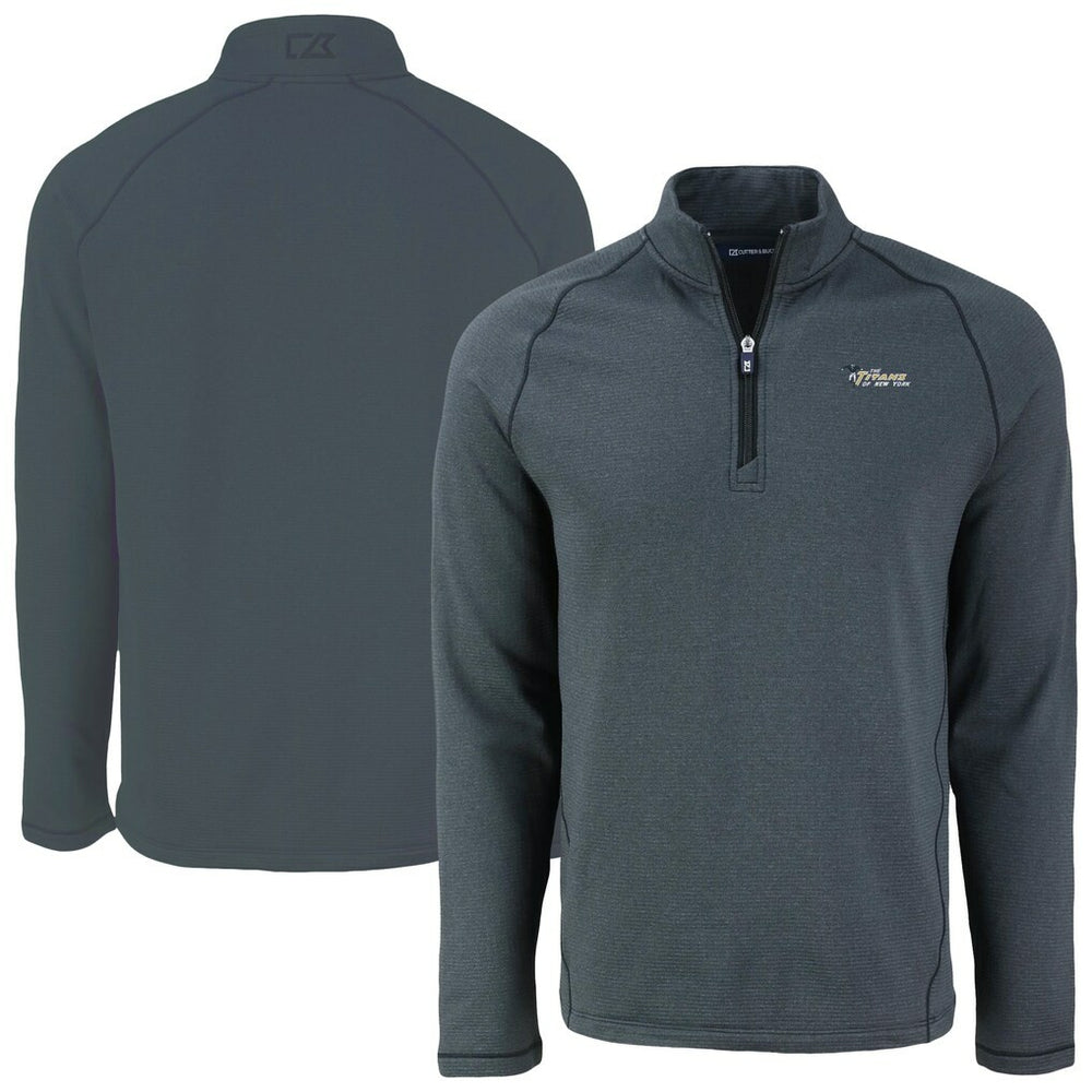 New York Jets Cutter & Buck Peshastin Eco Fleece Recycled Half-Zip Top Heather Black