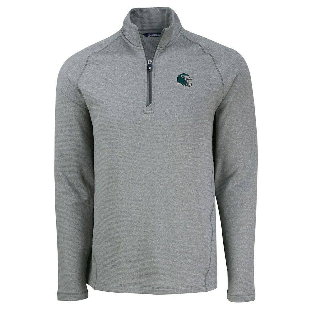 Philadelphia Eagles Cutter & Buck Peshastin Eco Fleece Tri-Blend Raglan Recycled Quarter-Zip Jacket Heather Gray