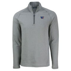 Washington Commanders Cutter & Buck Peshastin Eco Fleece Tri-Blend Raglan Recycled Quarter-Zip Jacket Heather Gray