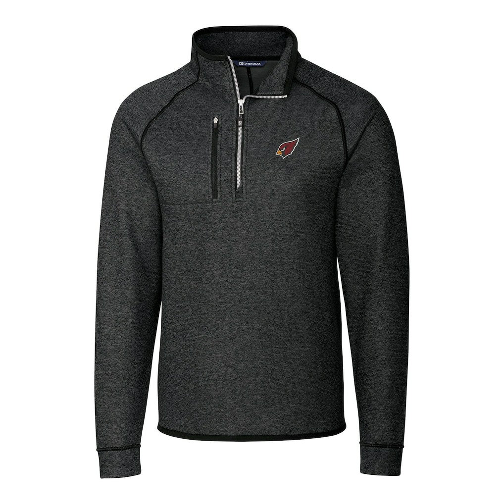 Arizona Cardinals Cutter & Buck Big & Tall Mainsail Sweater-Knit Raglan Half-Zip Jacket Heather Charcoal
