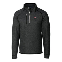 New York Giants Cutter & Buck Big & Tall Mainsail Sweater-Knit Raglan Half-Zip Jacket Heather Charcoal