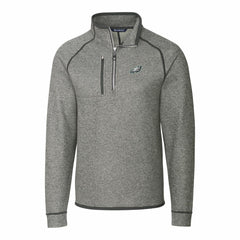 Philadelphia Eagles Cutter & Buck Big & Tall Mainsail Sweater-Knit Raglan Half-Zip Jacket Heather Gray