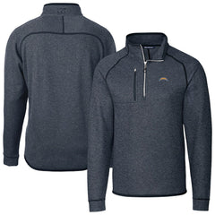 Los Angeles Chargers Cutter & Buck Big & Tall Mainsail Sweater-Knit Raglan Half-Zip Jacket Heather Navy