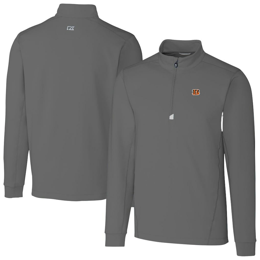 Cincinnati Bengals Cutter & Buck Big & Tall Traverse Stretch Quarter-Zip Top Gray