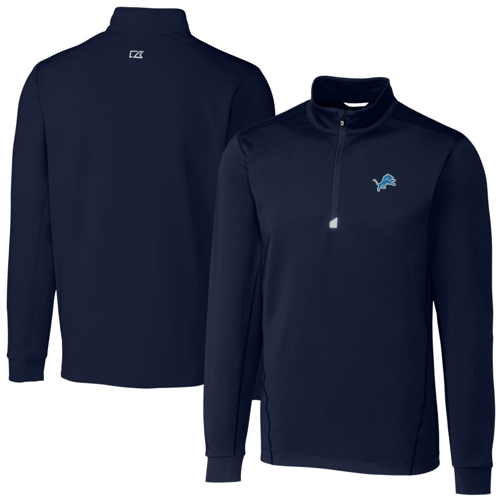 Detroit Lions Cutter & Buck Big & Tall Traverse Stretch Quarter-Zip Top Navy