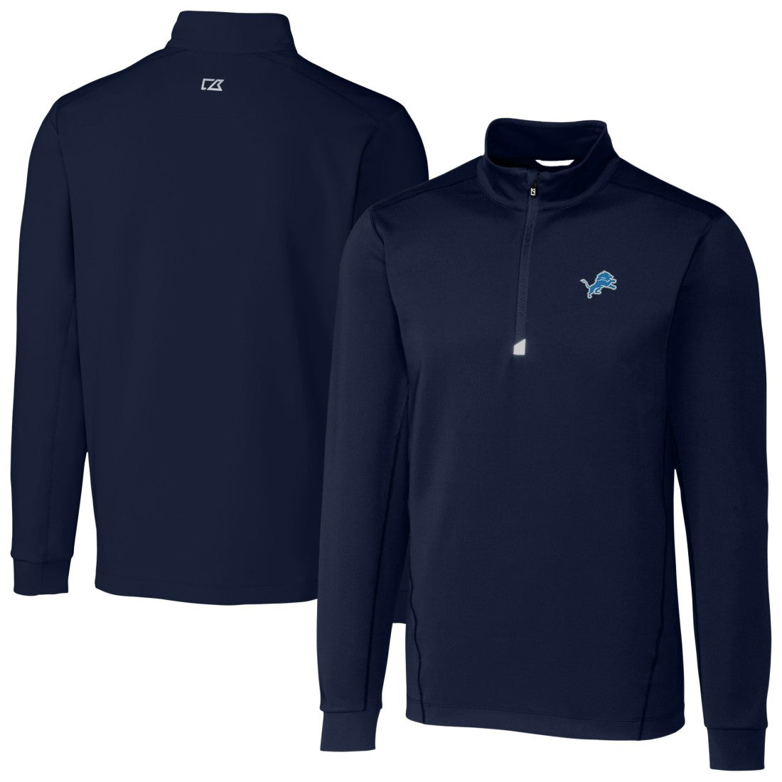 Detroit Lions Cutter & Buck Big & Tall Traverse Stretch Quarter-Zip Top Navy