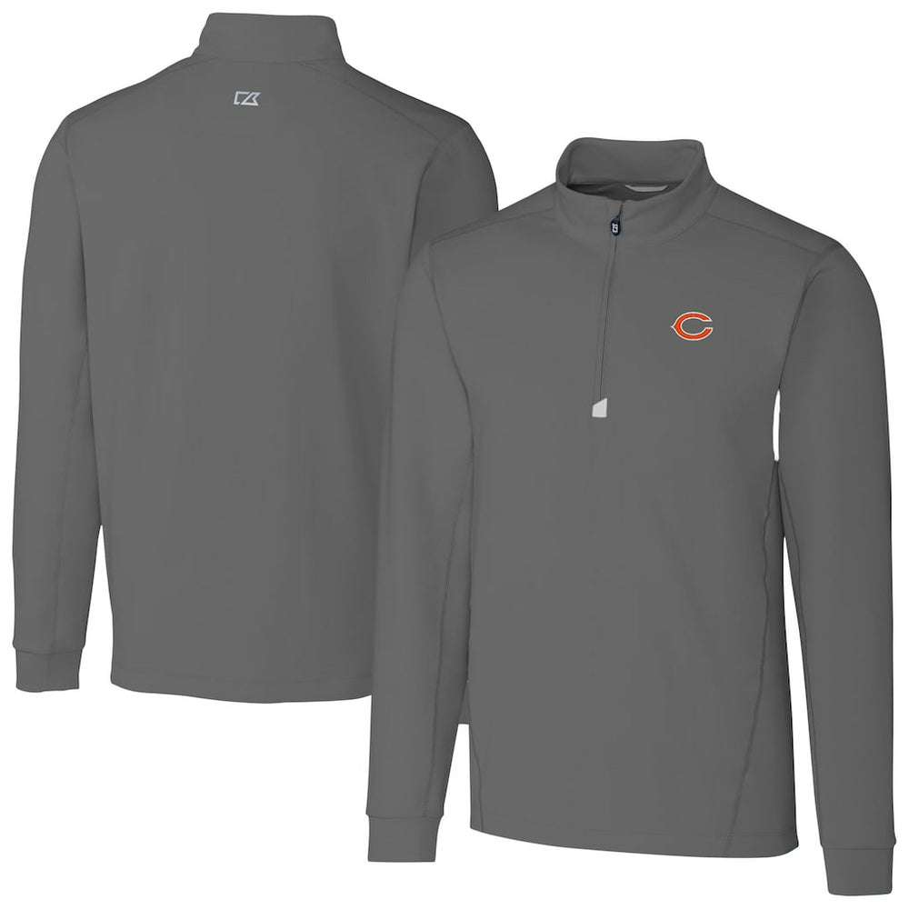 Chicago Bears Cutter & Buck Big & Tall Traverse Stretch Quarter-Zip Top Gray