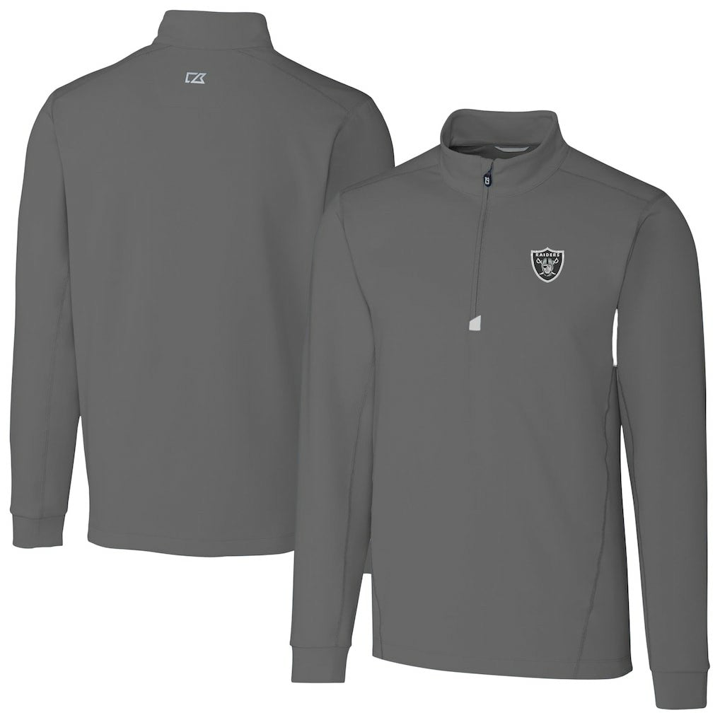 Las Vegas Raiders Cutter & Buck Big & Tall Traverse Stretch Quarter-Zip Top Gray