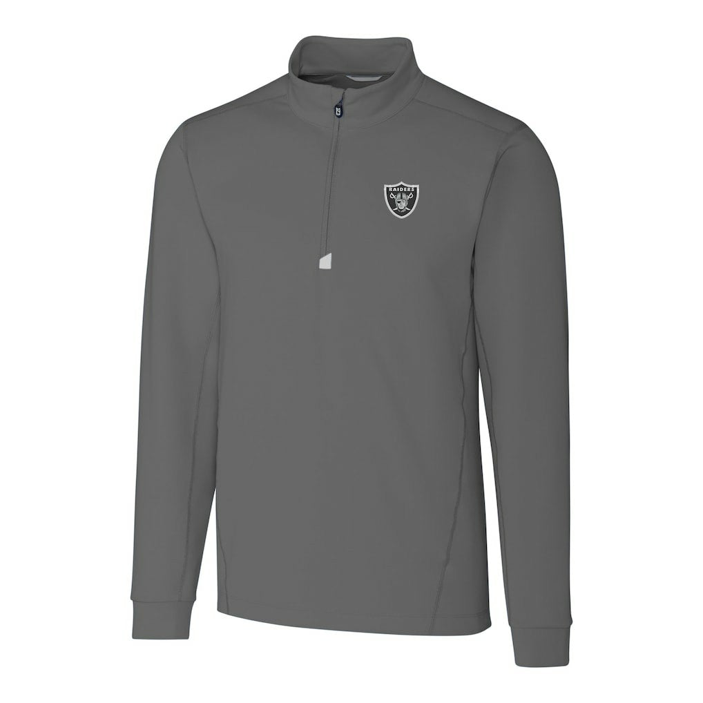 Las Vegas Raiders Cutter & Buck Big & Tall Traverse Stretch Quarter-Zip Top Gray
