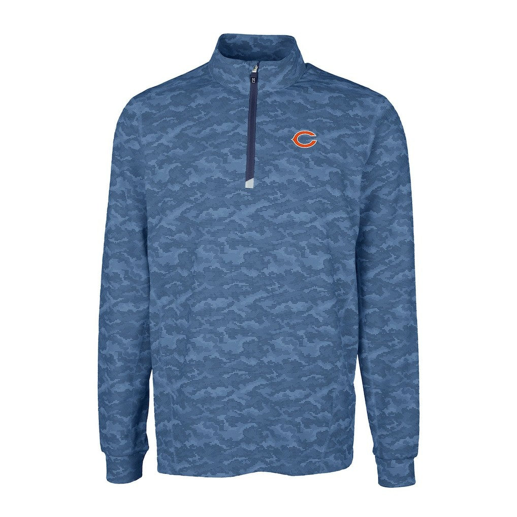 Chicago Bears Cutter & Buck Big & Tall Traverse Eco Camo Tri-Blend DryTec Quarter-Zip Jacket Navy
