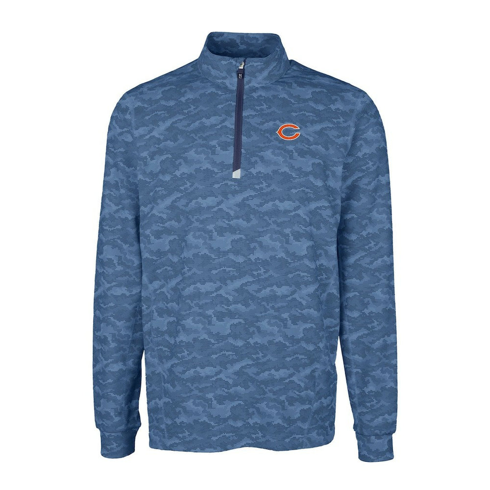Chicago Bears Cutter & Buck Big & Tall Traverse Eco Camo Tri-Blend DryTec Quarter-Zip Jacket Navy
