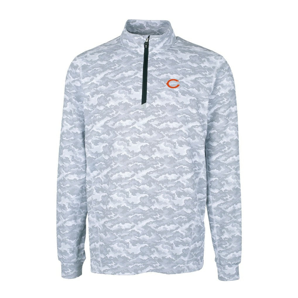 Chicago Bears Cutter & Buck Big & Tall Traverse Eco Camo Tri-Blend DryTec Quarter-Zip Jacket Charcoal