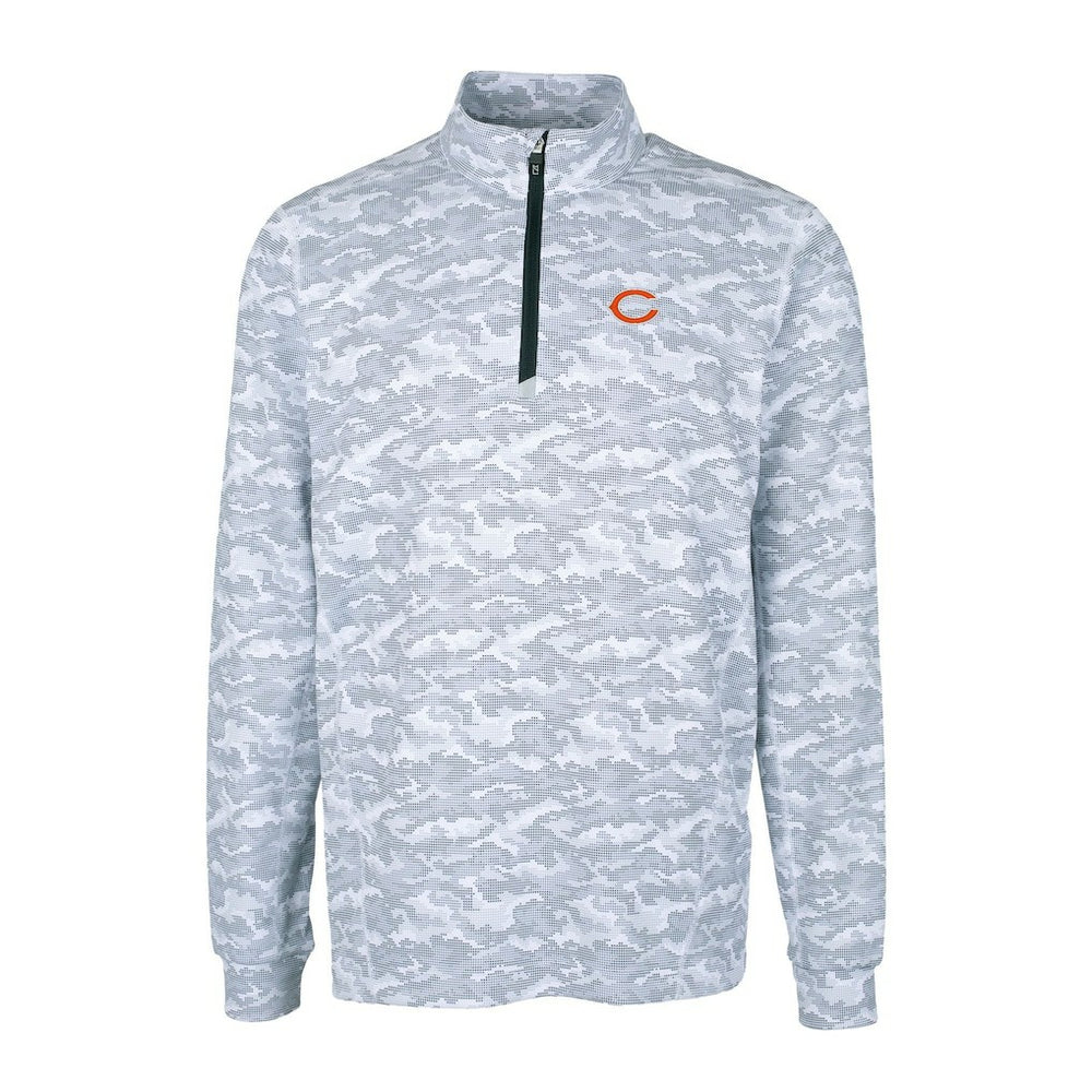 Chicago Bears Cutter & Buck Big & Tall Traverse Eco Camo Tri-Blend DryTec Quarter-Zip Jacket Charcoal