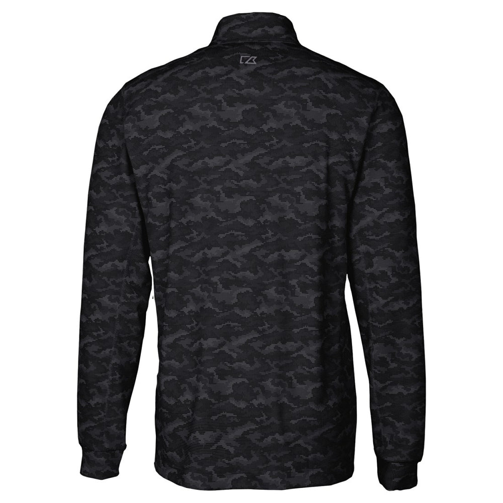 Detroit Lions Cutter & Buck Big & Tall Traverse Eco Camo Tri-Blend DryTec Quarter-Zip Jacket Black