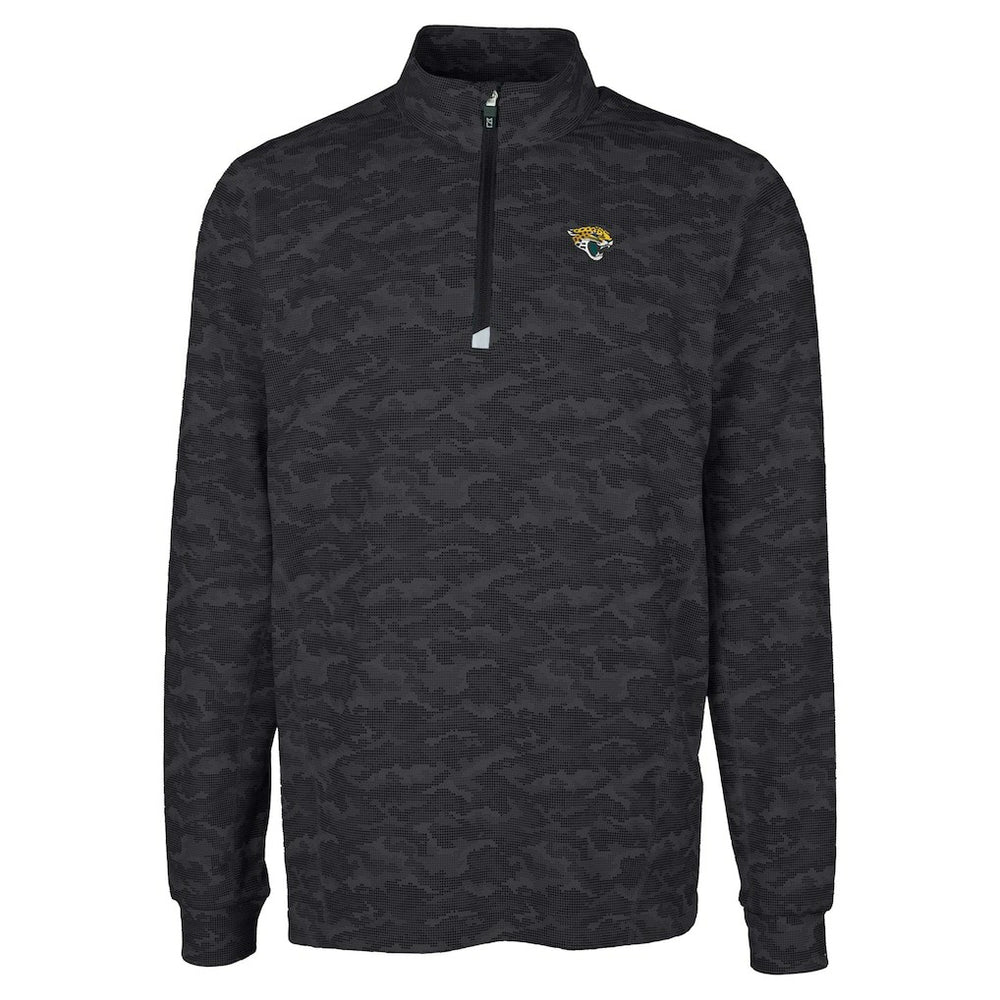 Jacksonville Jaguars Cutter & Buck Big & Tall Traverse Eco Camo Tri-Blend DryTec Quarter-Zip Jacket Black