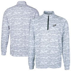 Philadelphia Eagles Cutter & Buck Big & Tall Traverse Eco Camo Tri-Blend DryTec Quarter-Zip Jacket Charcoal