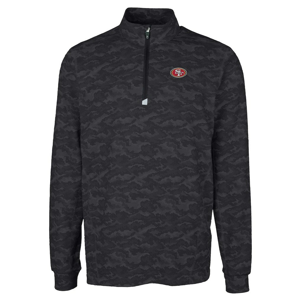 San Francisco 49ers Cutter & Buck Big & Tall Traverse Eco Camo Tri-Blend DryTec Quarter-Zip Jacket Black
