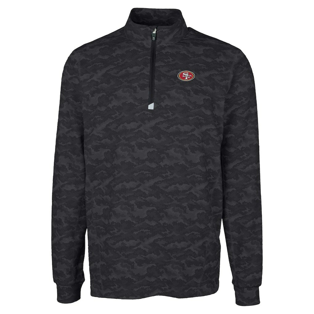 San Francisco 49ers Cutter & Buck Big & Tall Traverse Eco Camo Tri-Blend DryTec Quarter-Zip Jacket Black