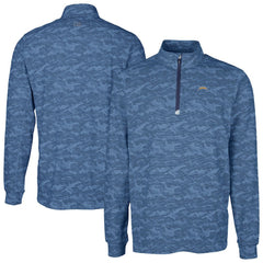 Los Angeles Chargers Cutter & Buck Big & Tall Traverse Eco Camo Tri-Blend DryTec Quarter-Zip Jacket Navy
