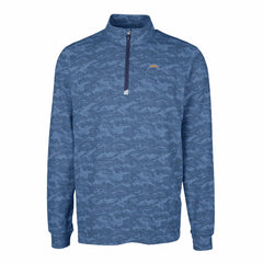 Los Angeles Chargers Cutter & Buck Big & Tall Traverse Eco Camo Tri-Blend DryTec Quarter-Zip Jacket Navy