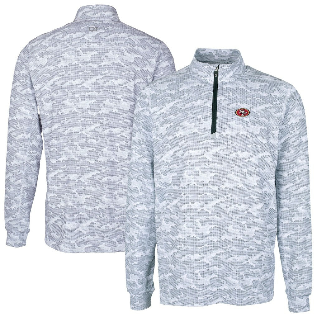 San Francisco 49ers Cutter & Buck Big & Tall Traverse Eco Camo Tri-Blend DryTec Quarter-Zip Jacket Charcoal