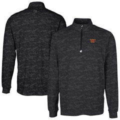 Washington Commanders Cutter & Buck Big & Tall Traverse Eco Camo Tri-Blend DryTec Quarter-Zip Jacket Black