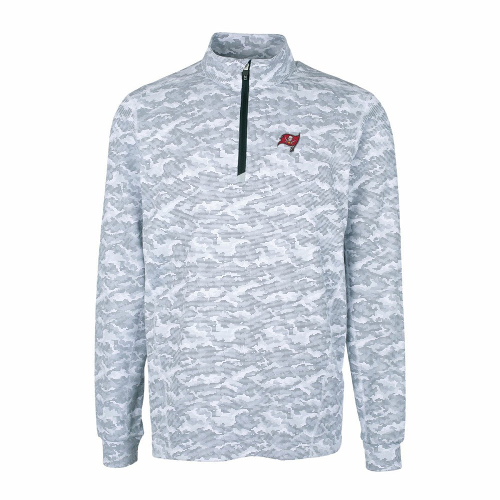Tampa Bay Buccaneers Cutter & Buck Big & Tall Traverse Eco Camo Tri-Blend DryTec Quarter-Zip Jacket Charcoal