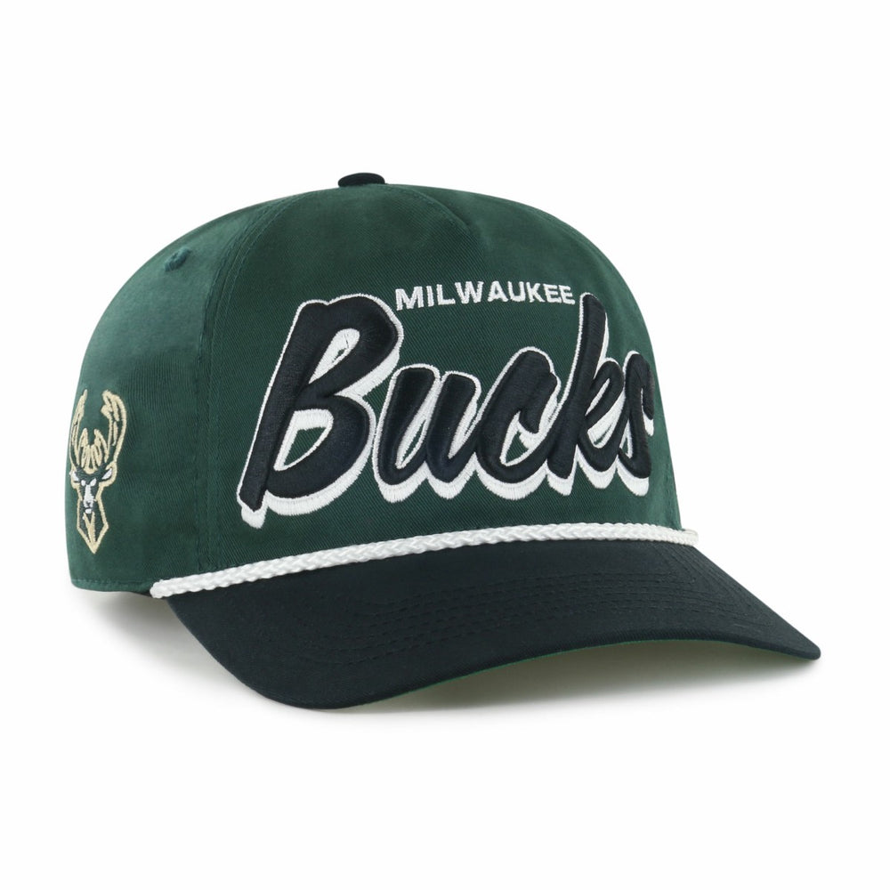 Milwaukee Bucks '47 Dropshadow Rope Hitch Adjustable Hat Hunter Green/Black