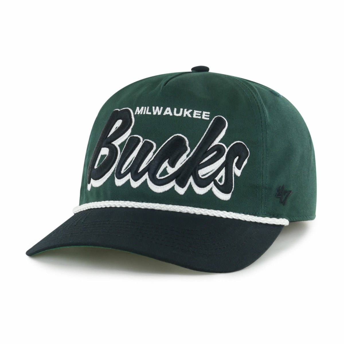 Milwaukee Bucks '47 Dropshadow Rope Hitch Adjustable Hat Hunter Green/Black