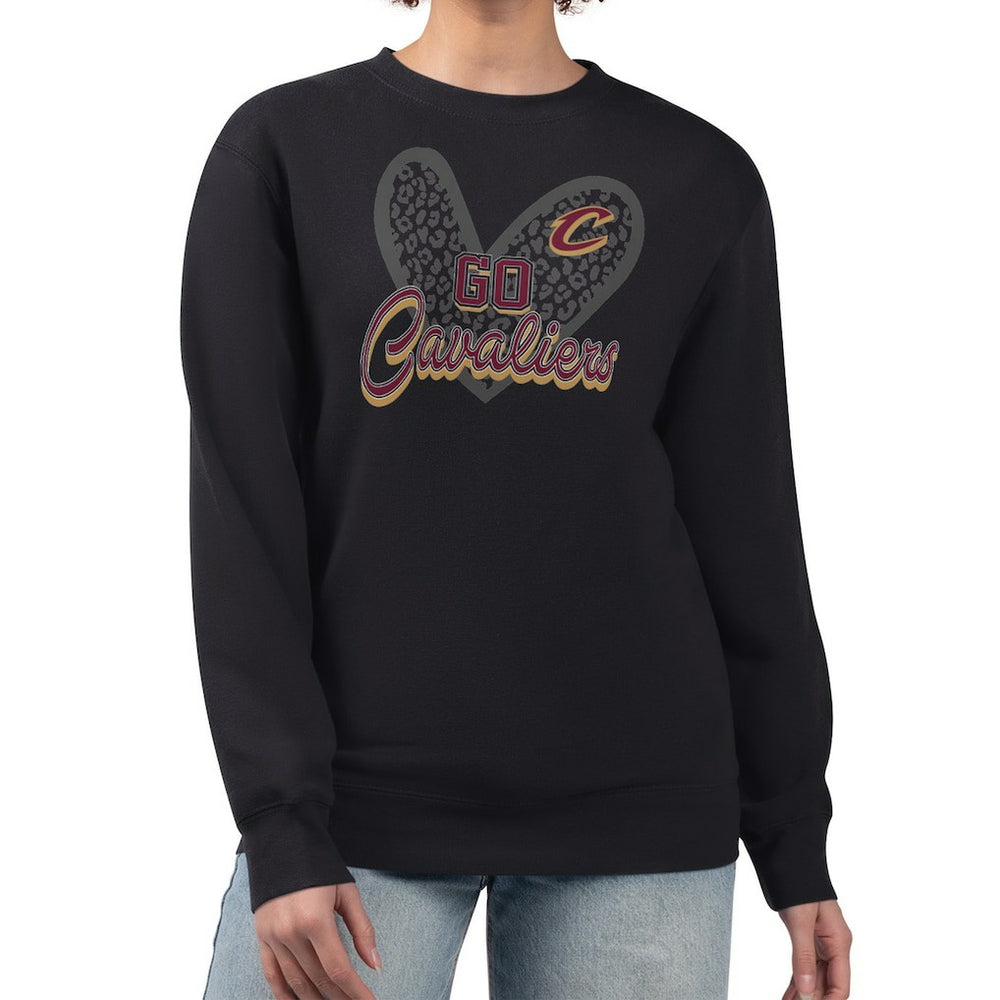 Cleveland Cavaliers G-III 4Her by Carl Banks Women's Leopard Heart Fleece Pullover Sweatshirt Black