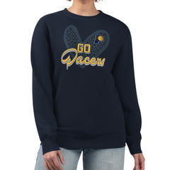 Indiana Pacers G-III 4Her by Carl Banks Women's Leopard Heart Fleece Pullover Sweatshirt Navy