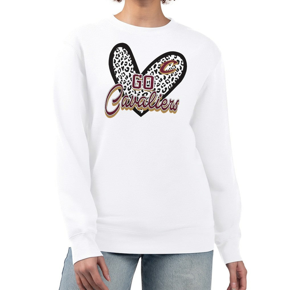 Cleveland Cavaliers G-III 4Her by Carl Banks Women's Leopard Heart Fleece Pullover Sweatshirt White