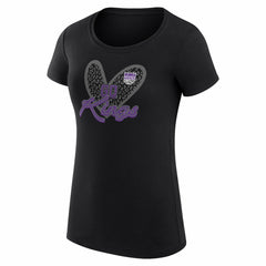Sacramento Kings G-III 4Her by Carl Banks Women's Super-Slim Fit Lightweight Leopard Heart T-Shirt Black