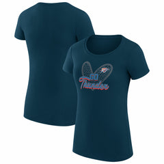 Oklahoma City Thunder G-III 4Her by Carl Banks Women's Super-Slim Fit Lightweight Leopard Heart T-Shirt Navy