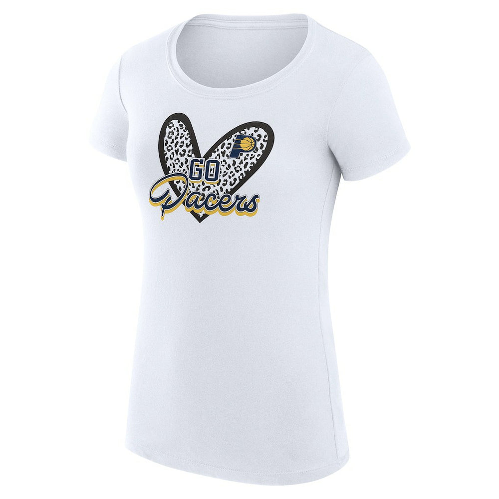 Indiana Pacers G-III 4Her by Carl Banks Women's Super-Slim Fit Lightweight Leopard Heart T-Shirt White