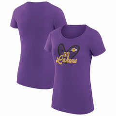 Los Angeles Lakers G-III 4Her by Carl Banks Women's Super-Slim Fit Lightweight Leopard Heart T-Shirt Purple