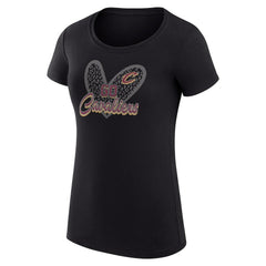 Cleveland Cavaliers G-III 4Her by Carl Banks Women's Super-Slim Fit Lightweight Leopard Heart T-Shirt Black
