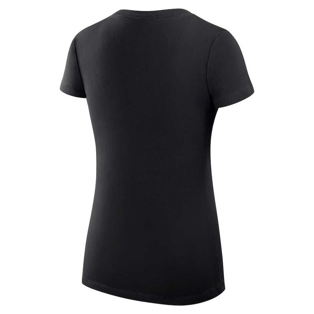 Golden State Warriors G-III 4Her by Carl Banks Women's Super-Slim Fit Lightweight Leopard Heart V-Neck T-Shirt Black
