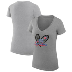 Detroit Pistons G-III 4Her by Carl Banks Women's Super-Slim Fit Lightweight Leopard Heart V-Neck T-Shirt Heather Gray
