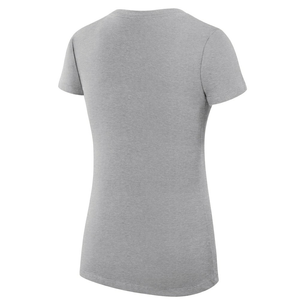 Detroit Pistons G-III 4Her by Carl Banks Women's Super-Slim Fit Lightweight Leopard Heart V-Neck T-Shirt Heather Gray