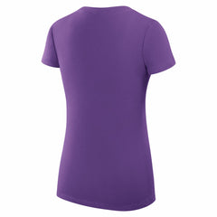 Los Angeles Lakers G-III 4Her by Carl Banks Women's Super-Slim Fit Lightweight Leopard Heart V-Neck T-Shirt Purple
