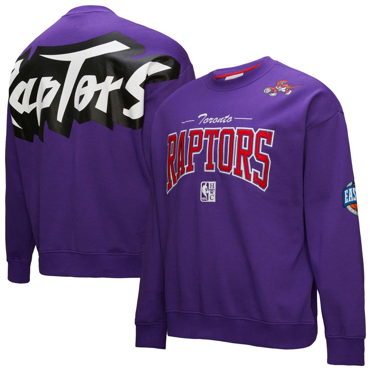 Toronto Raptors Hardwood Classics There & Back 2.0 Vintage Pullover Sweatshirt Purple