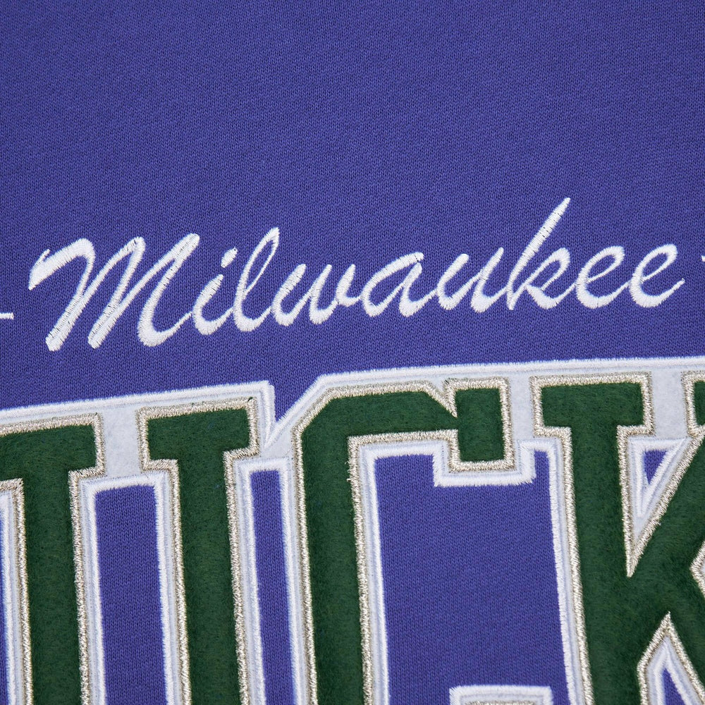 Milwaukee Bucks Hardwood Classics There & Back 2.0 Vintage Pullover Sweatshirt Purple