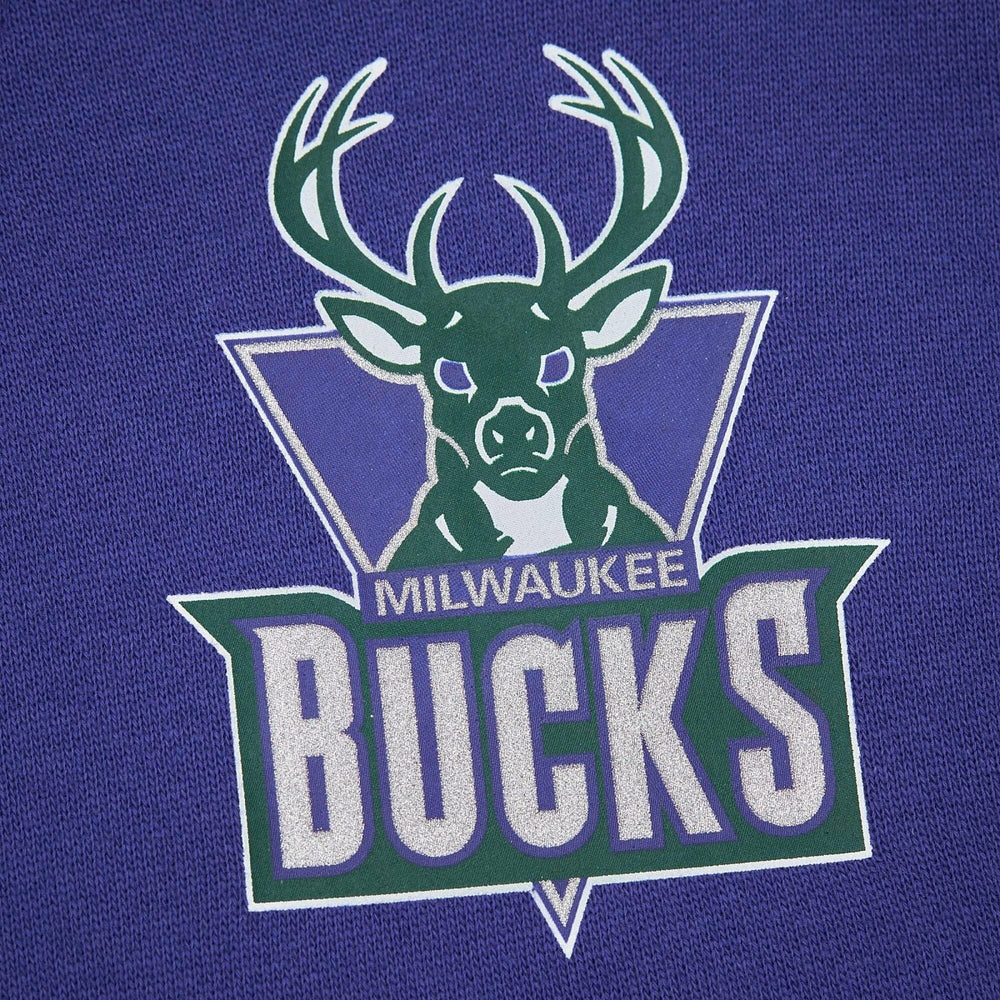 Milwaukee Bucks Hardwood Classics There & Back 2.0 Vintage Pullover Sweatshirt Purple