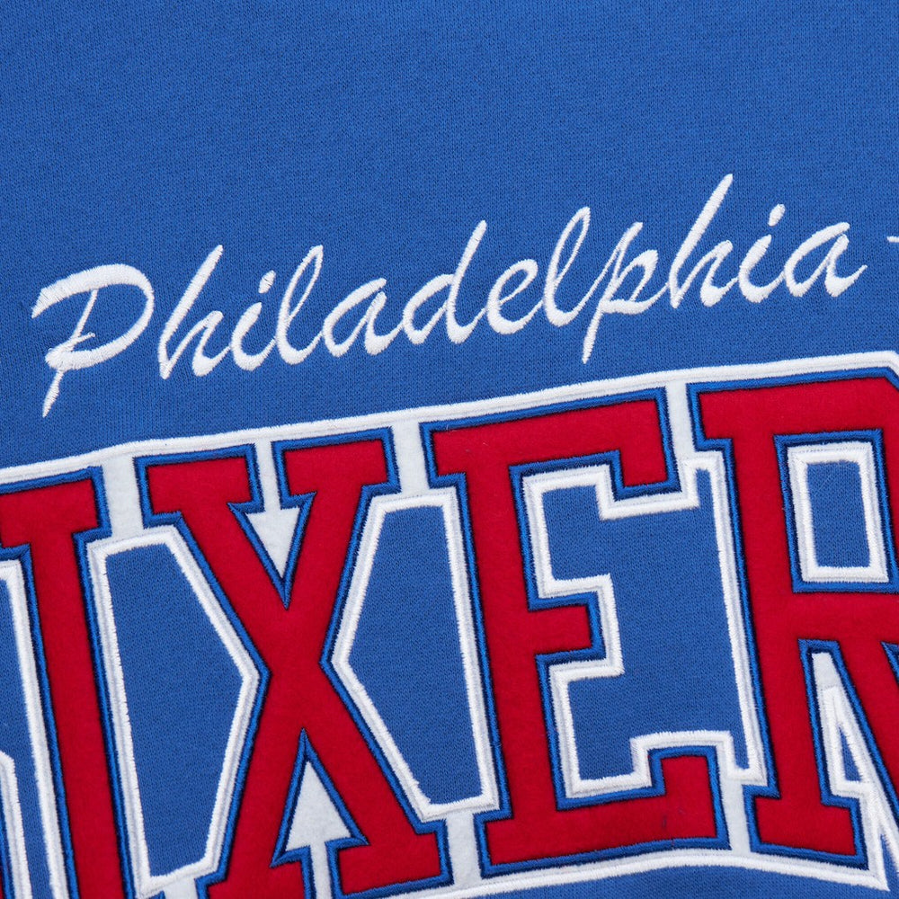 Philadelphia 76ers Hardwood Classics There & Back 2.0 Vintage Pullover Sweatshirt Royal