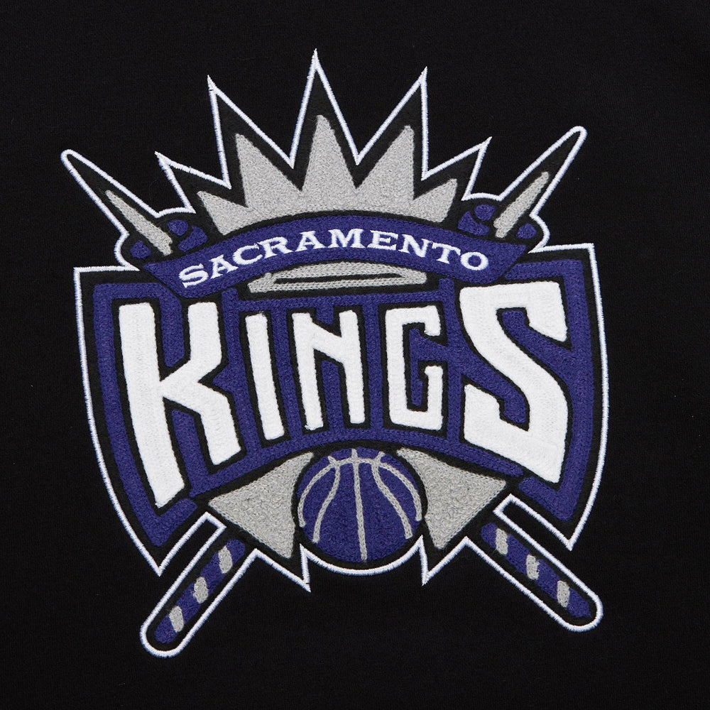 Sacramento Kings Chainstitch Applique Vintage Heavyweight Pullover Hoodie Black