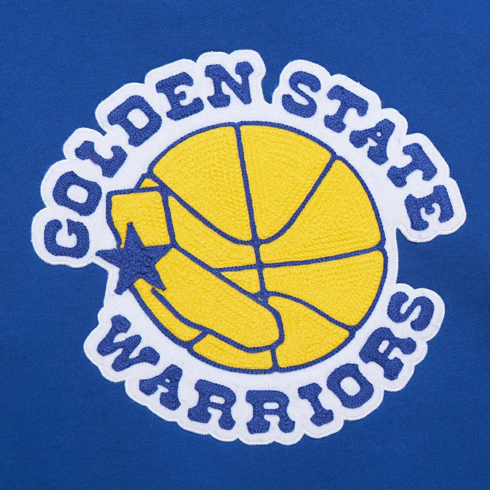 Golden State Warriors Chainstitch Applique Vintage Heavyweight Pullover Hoodie Royal