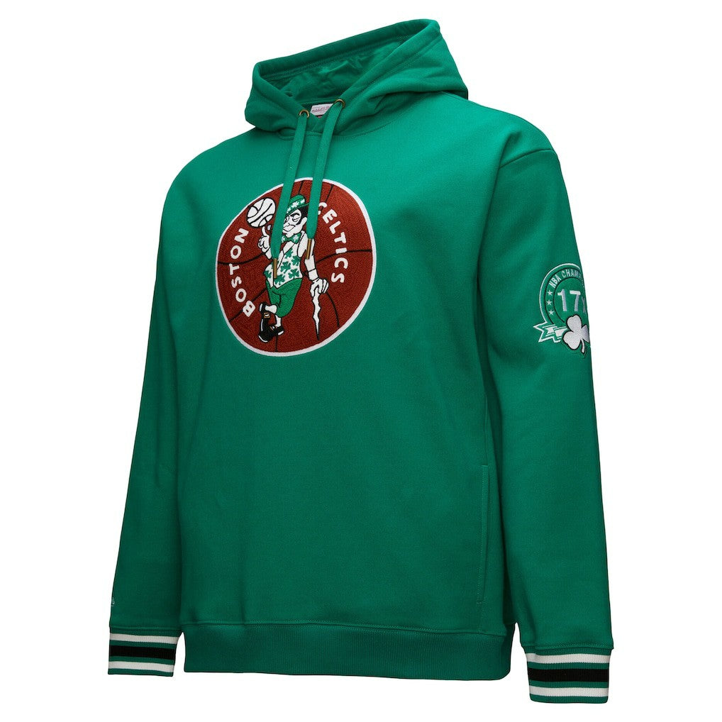 Boston Celtics Chainstitch Applique Vintage Heavyweight Pullover Hoodie Kelly Green